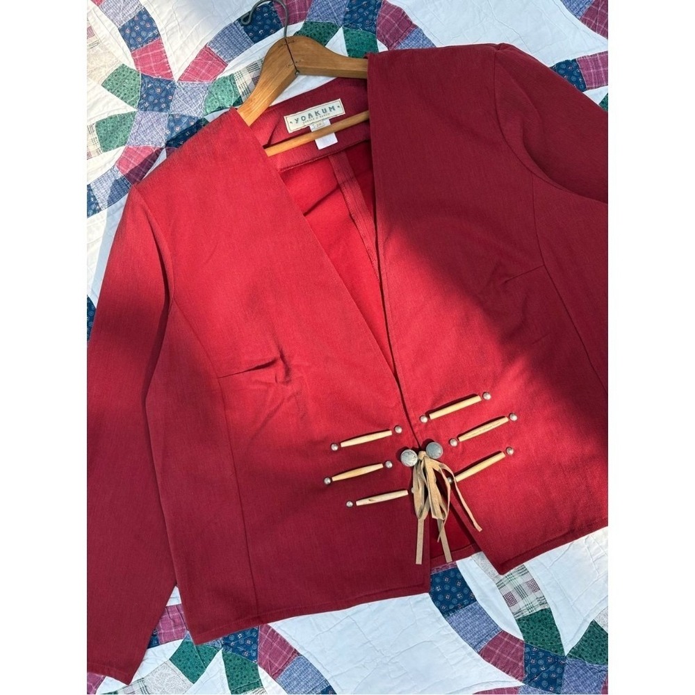 Vintage Yoakum Double D Ranch Western Jacket 2X Plus Size Red Cowgirl Rodeo